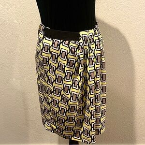 Worthington Geometric Midi Skirt in Yellow, Black & Cream